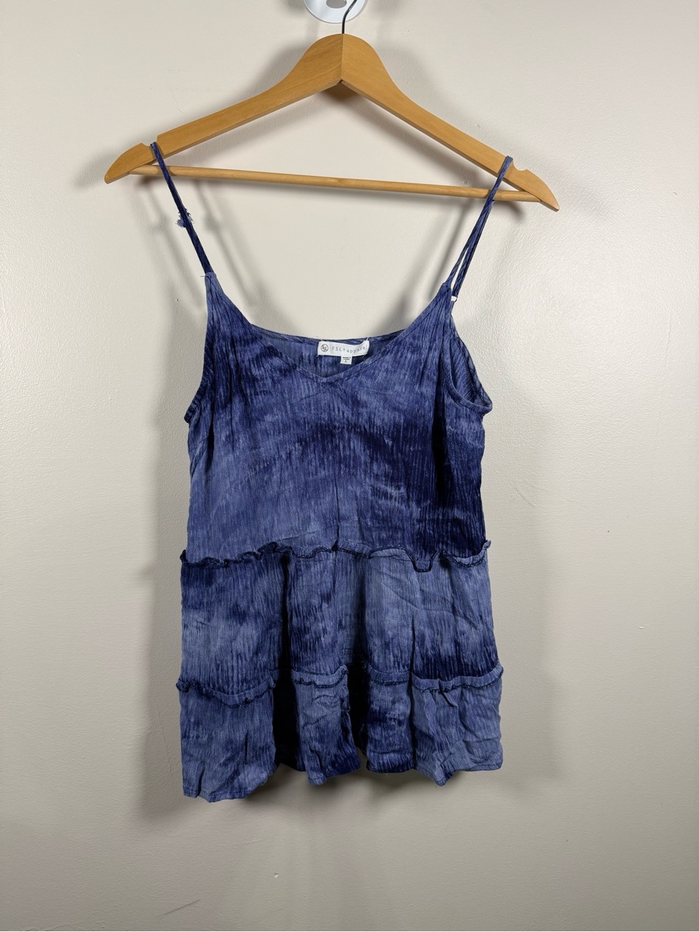 Blue Tiered Spaghetti-Strap Camisole - Indigo Wash